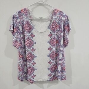 J Crew Womens Linen Top Size Medium Floral Coastal Beach Summer